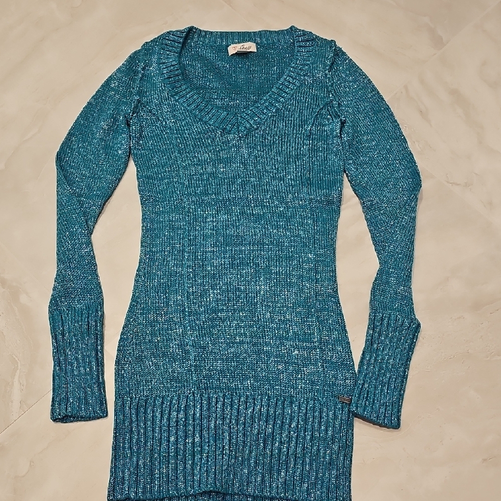 Guess Teal V-Neck Sweater